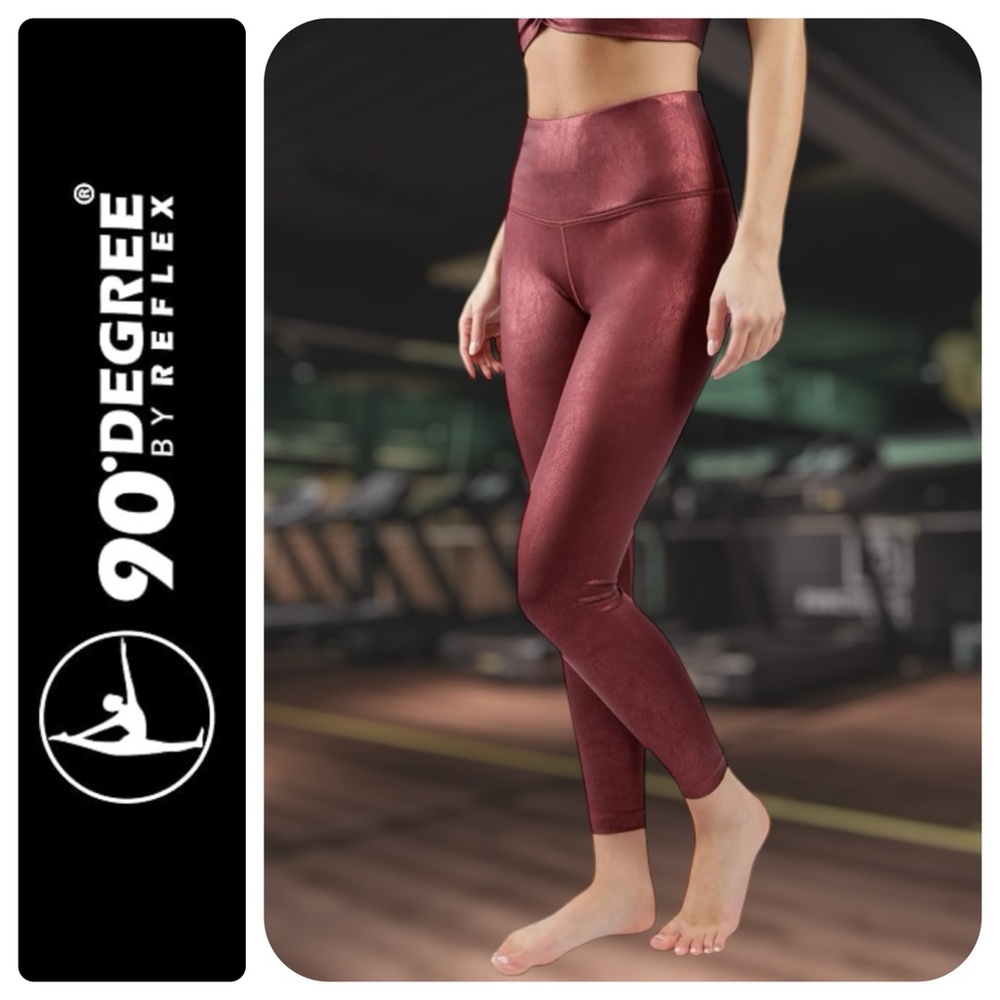 90 Degree by Reflex Lux Faux Cracked Leather Hi Rise Ankle Leggings,  M - NWT